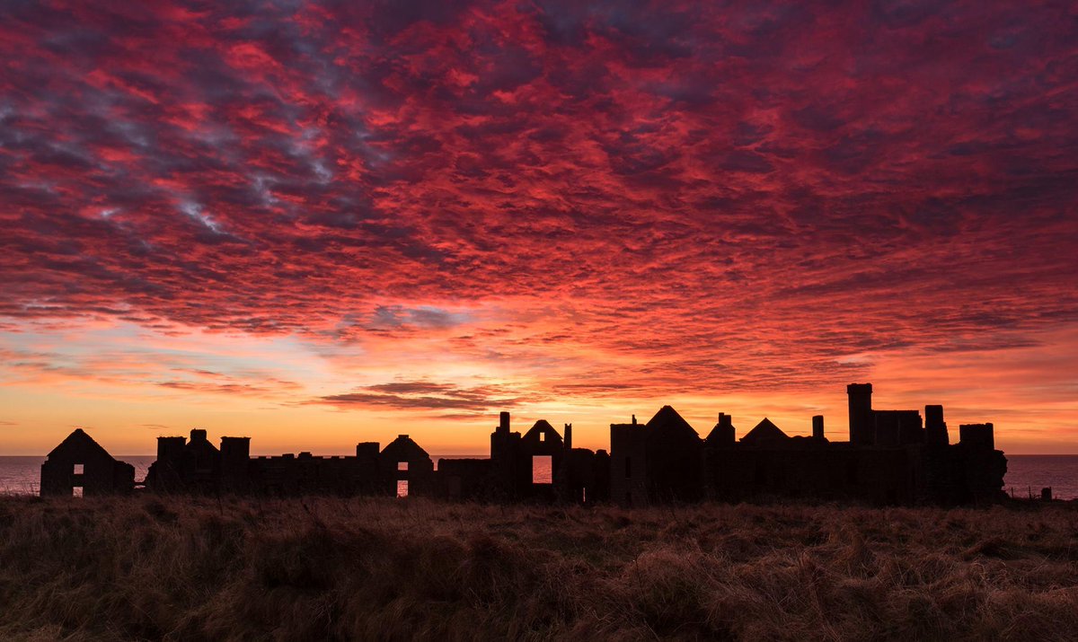 VisitScotland's tweet photo. The haunting ruin of New Slains #Castle captured at sunrise 🏰 #ScotSpirit #beautifulABDN 📷 FB/Charlie Davidson Photography https://t.co/aU9fhyqgws
