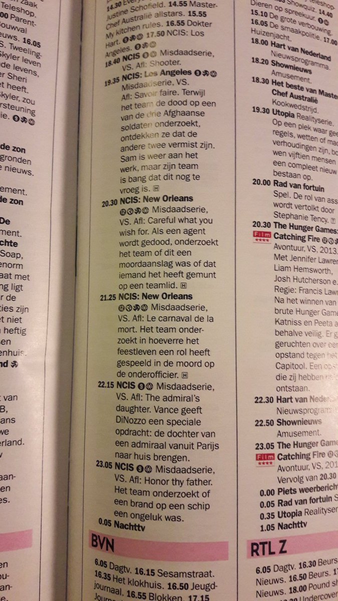 Wat een afwisselende zender is #net5 toch... #ncis #netmanager