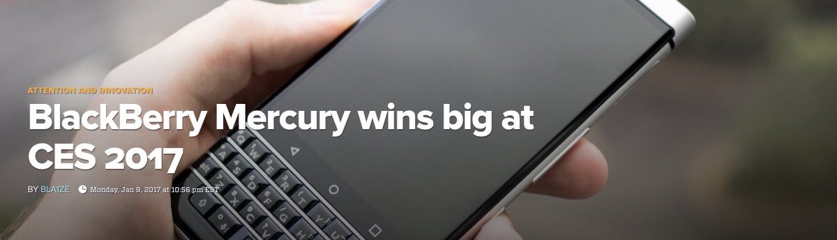 TechSectReview's tweet photo. $bbry New @TCL_USA @Blackberry phone wins big at CES 2017: https://t.co/6Wag9hzQFR https://t.co/w1sK6oOd0z