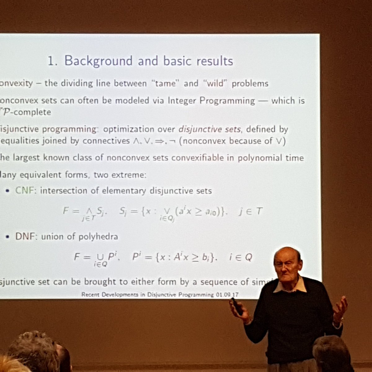 Egon Balas on disjunctive programming #aussois2017 <a href="/MFischetti/">Matteo Fischetti</a> <a href="/dominiqs81/">Domenico Salvagnin</a> <a href="/69alodi/">Andrea Lodi</a> <a href="/mluebbecke/">Marco Lübbecke</a> <a href="/ClaDAmbrosio/">Claudia D'Ambrosio</a> <a href="/msinnl/">Markus Sinnl</a> <a href="/ILjubic/">Ivana Ljubic</a> <a href="/jjsalaza/">Juan Jose Salazar</a>