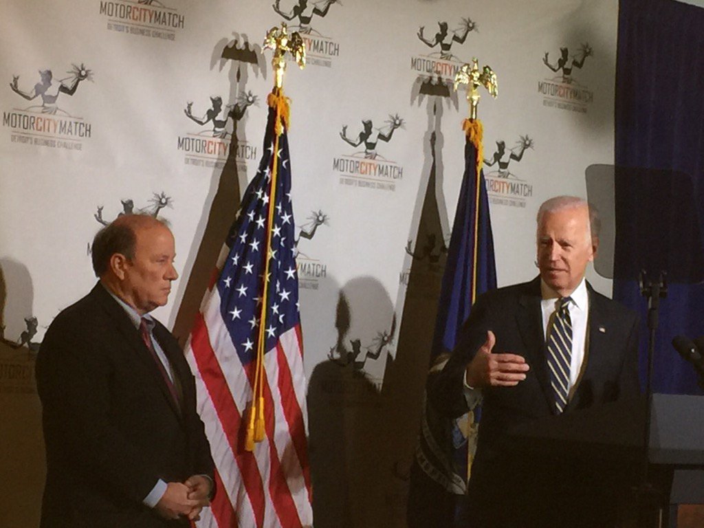 VP Biden and Detroit Mayor Duggan honoring Detroit entrepreneurs.