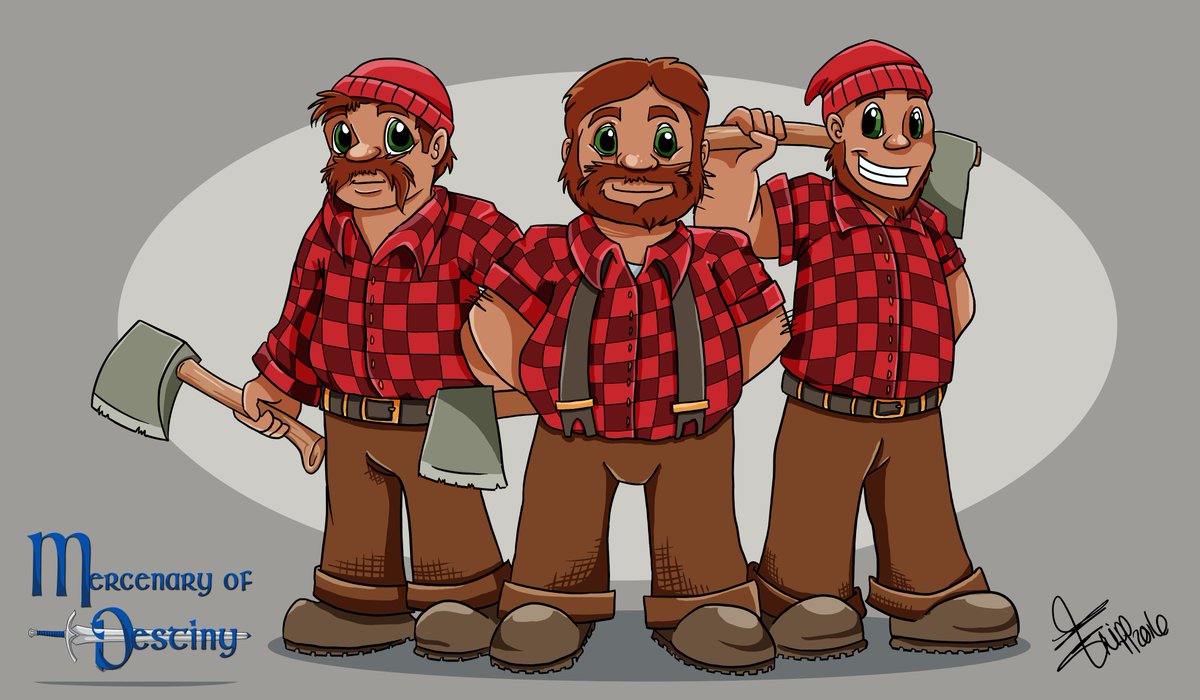 modrpg's tweet image. We introduce you to Loric, Doric and Toric, 3 determined woodcutters! #gameart #indiegame