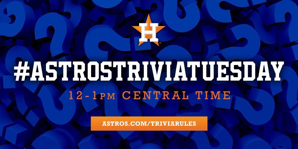 It's #AstrosTriviaTuesday! Check back at noon for today's question. https://t.co/Ew0lBWR3hc