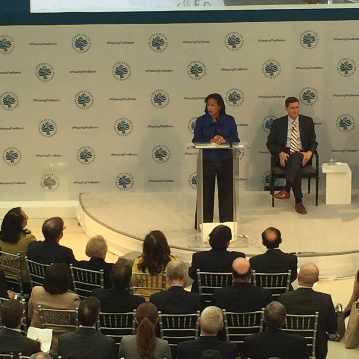 .<a href="/AmbassadorRice/">Susan Rice</a> jokes to her successor <a href="/GenFlynn/">General Mike Flynn</a>: "Rather than a baton I better be handing you a case of Red Bull." #PassingTheBaton