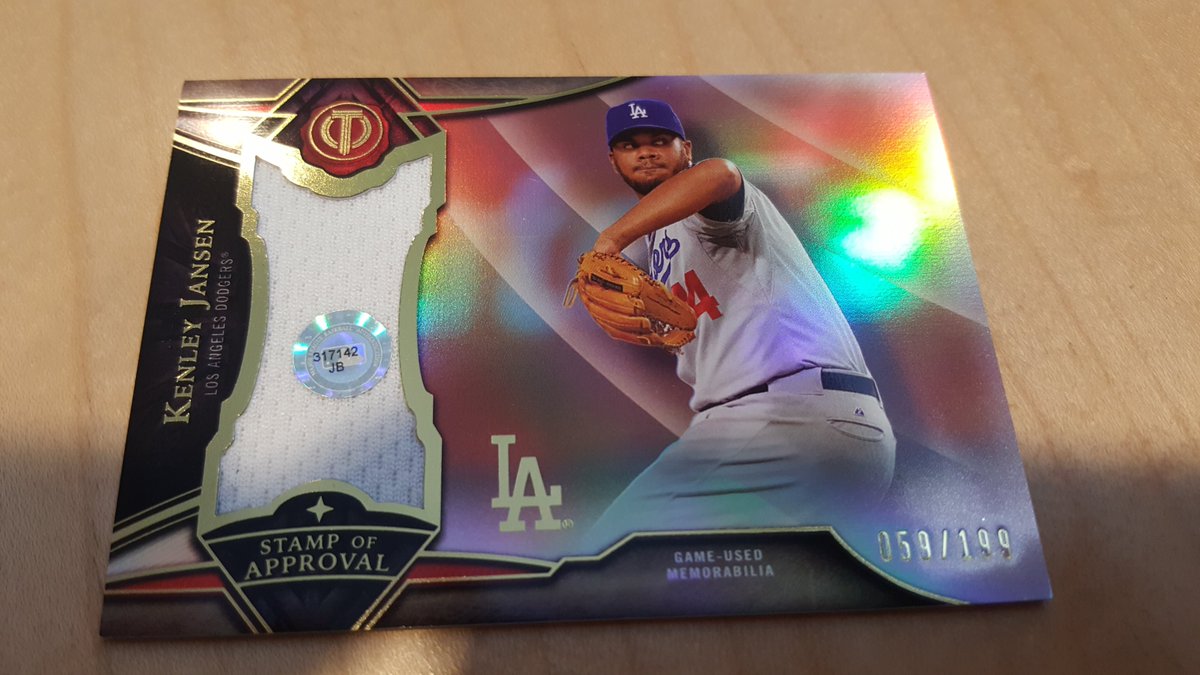 MLB's tweet photo. .@kenleyjansen74 is BACK with the @Dodgers.

RT for a chance to win this card, featuring a piece of his game-used jersey. #MLBCards https://t.co/hPr6FAhpSo