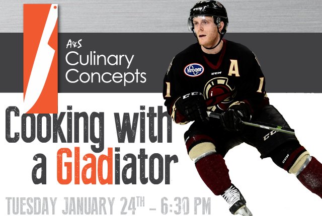 atlgladiators's tweet photo. Come make things with @TMurv! Join the Alternate Capt on JAN. 24th at @ASCulinary for "Cooking with a Gladiator" ... https://t.co/PZYrEnLd8q https://t.co/OTAuqUmhjT