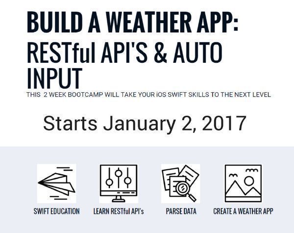 SacHackerLab's tweet photo. Our 2-wk 6-session iOS Developer Bootcamp starts Monday in midtown. Learn to build an iOS weather app using Swift. https://t.co/dPbDnJ4wFE https://t.co/9uAC5P7ZDN