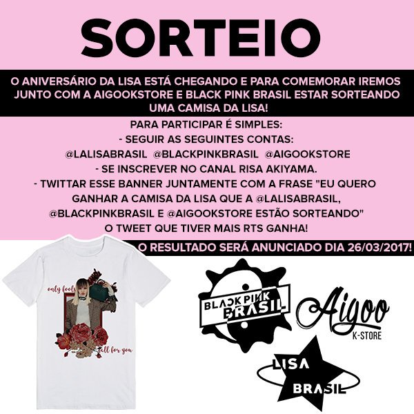 deftonesystem's tweet photo. 🌸EU QUERO GANHAR A CAMISA DA LISA QUE A @lalisabrasil @BLACKPINKBRASIL  E @aigookstore ESTÃO SORTEANDO

RT pfvr🌸 https://t.co/PYF1Y78MJK