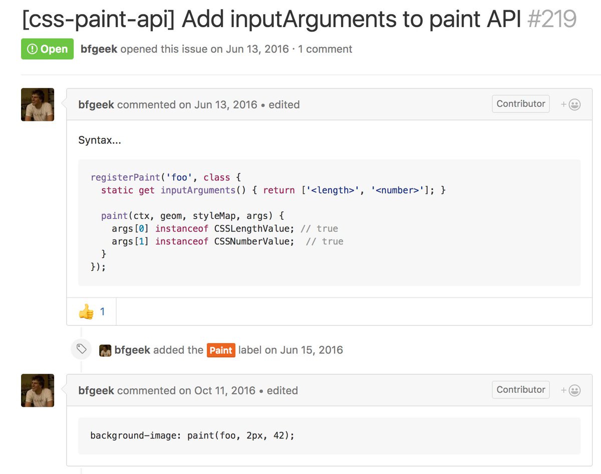 DasSurma's tweet image. #csswg resolved to give Houdini’s Paint API support for parameters.