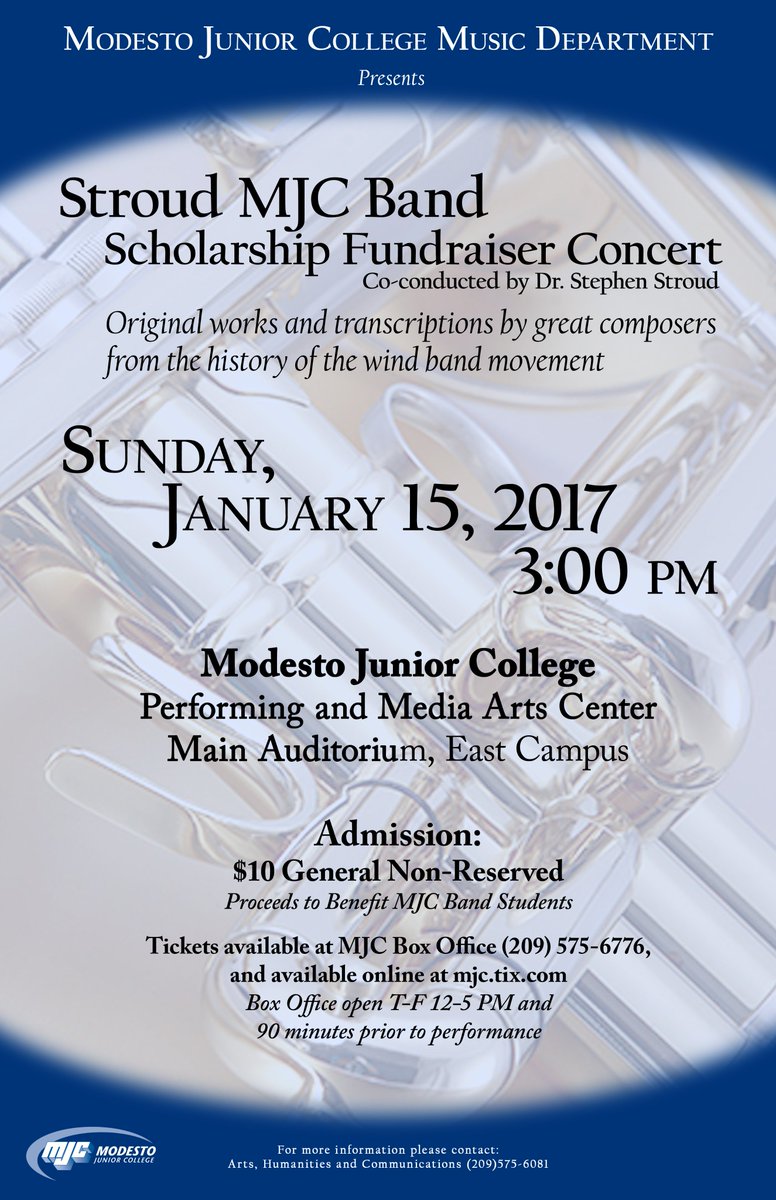 mjcarts's tweet photo. #MJCMusic Scholarship Fundraiser this Sunday January 15th at 3pm call the AHC Division Office 209-575-6082 for more info https://t.co/7c3N95Uj4t