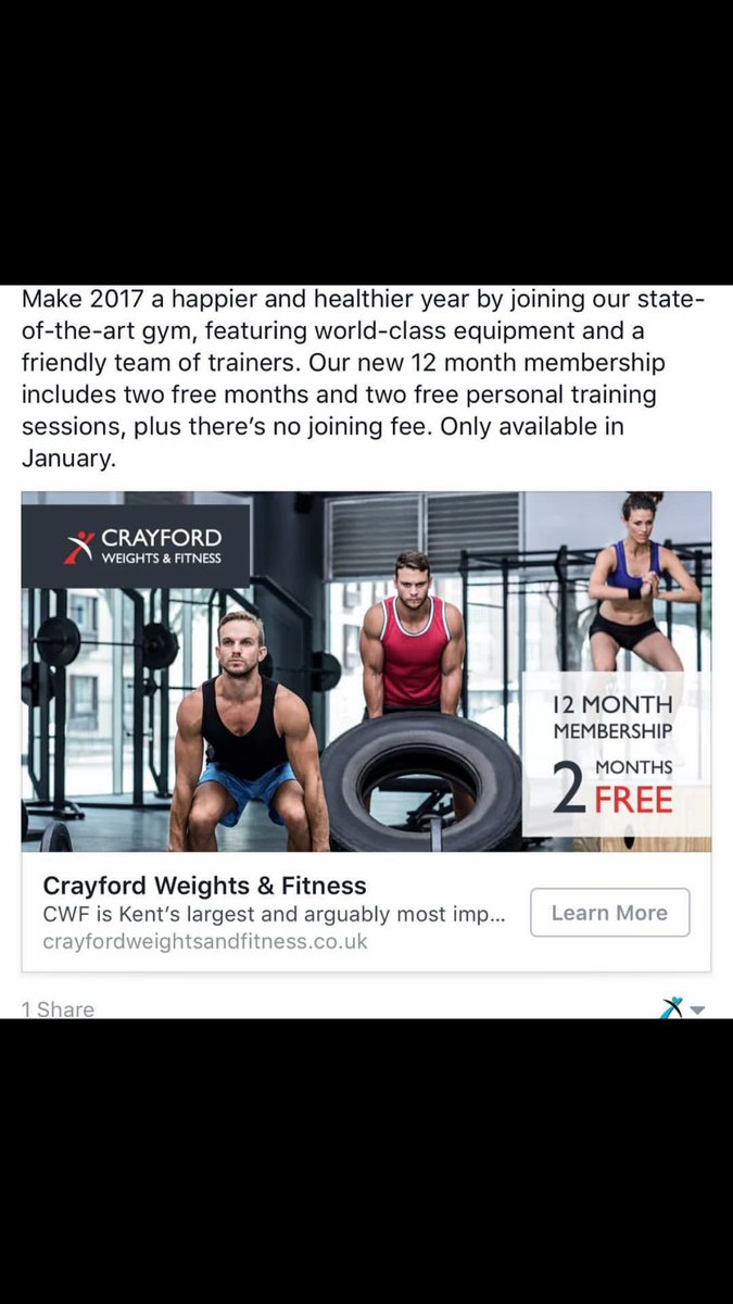 New members offer 12mth membership get 2 mths free along with 2 P.T sessions. #crayfordweightsandfitness #offer 2017