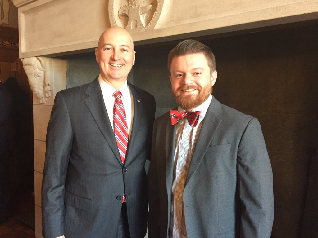 HearingDocJosh's tweet photo. Pete Ricketts, the governor of Nebraska, and myself following our press conference at the State Capitol. #Nebraska #politics #healthcare https://t.co/QBUDOaqRVj