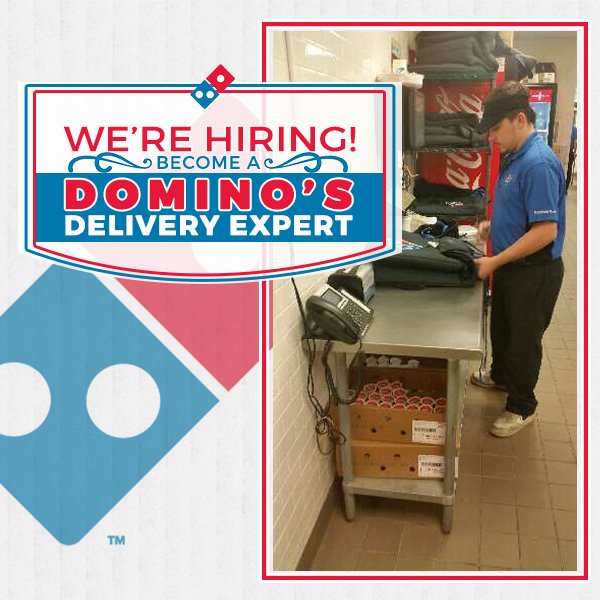 DominosNChicago's tweet photo. We are hiring! Click here to apply now and become one  of Domino's Delivery Drivers! #Job #… https://t.co/e0Rx7GaTzq https://t.co/Ge7nzoGOrD