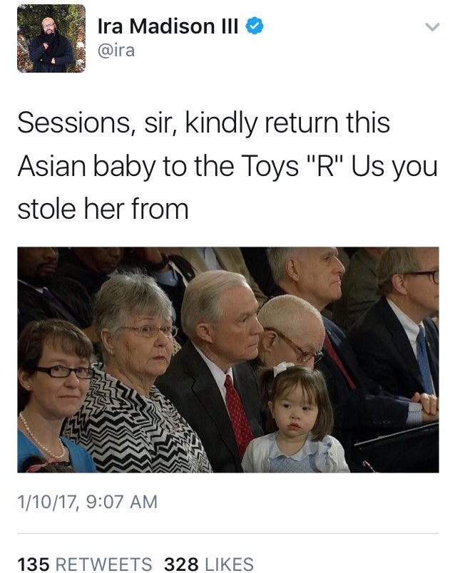 Ira Madison MTV: Sessions should return Asian granddaughter to Toys R Us