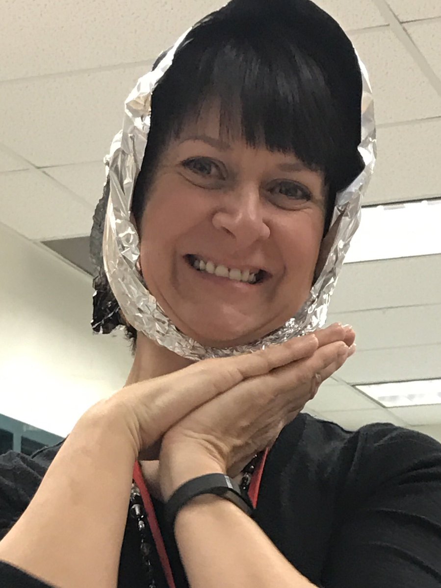 newsfromK124's tweet photo. Ms. Smith made a rain/ snow hat! She's ready for the weather! #podmaker https://t.co/Ldv6x6qMR0