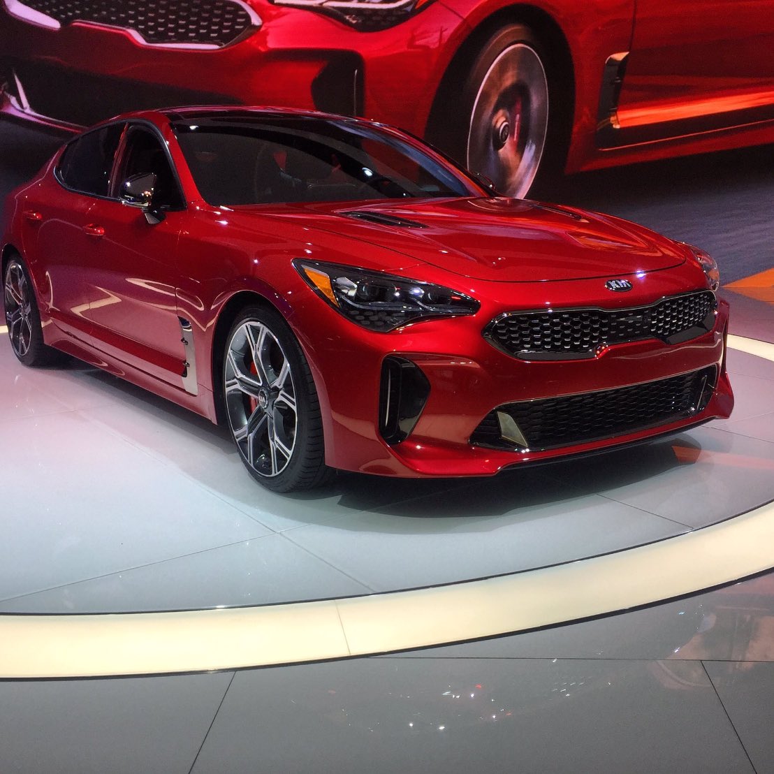 TireSalesPro's tweet photo. This #Kia #Stinger though... wow @Kia !! #DetroitAutoShow #tires https://t.co/baRLpyIlYT