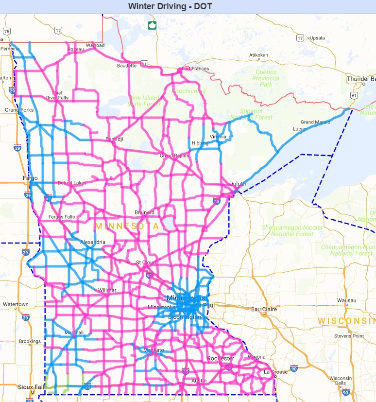Mndot Road Conditions Map Minnesota Department Of Transportation On Twitter: "Current Road Conditions (2:45Pm, 1/10) Pink=Completely Covered Blue=Partially Covered Green=Normal Map From Https://T.co/Yhtpwrf2Su Https://T.co/Nvz9Keuxmq" / Twitter Mndot Road Conditions Map Minnesota Department Of Transportation On Twitter: "Current Road Conditions (2:45Pm, 1/10) Pink=Completely Covered Blue=Partially Covered Green=Normal Map From Https://T.co/Yhtpwrf2Su Https://T.co/Nvz9Keuxmq" / Twitter
