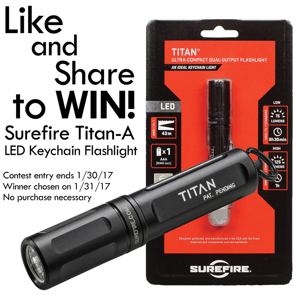 lightjunction's tweet image. Like &amp;amp; Share us on Facebook to win Surefire Titan-A LED Key-chain Flashlight facebook.com/LightJunction/ #lightjunction #flashlights