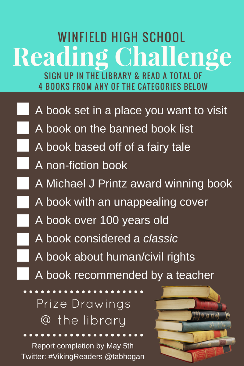 VikingBulletin's tweet photo. Participate in the WHS Reading Challenge!  #vikingreader #vikingpride https://t.co/AHZiMdrxZH https://t.co/w5FbPK8fY5