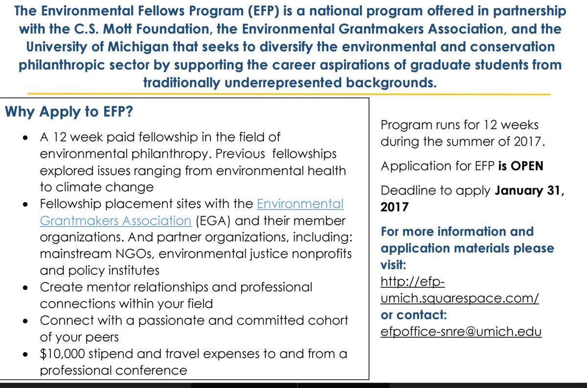 am_anatiala's tweet image. Env Fellows Program @UMich ht @mfczap. Due 01/31 efp-umich.squarespace.com #BLACKandSTEM #NativeScience #WOCinSTEM #LatinxSTEM #DisabledinSTEM