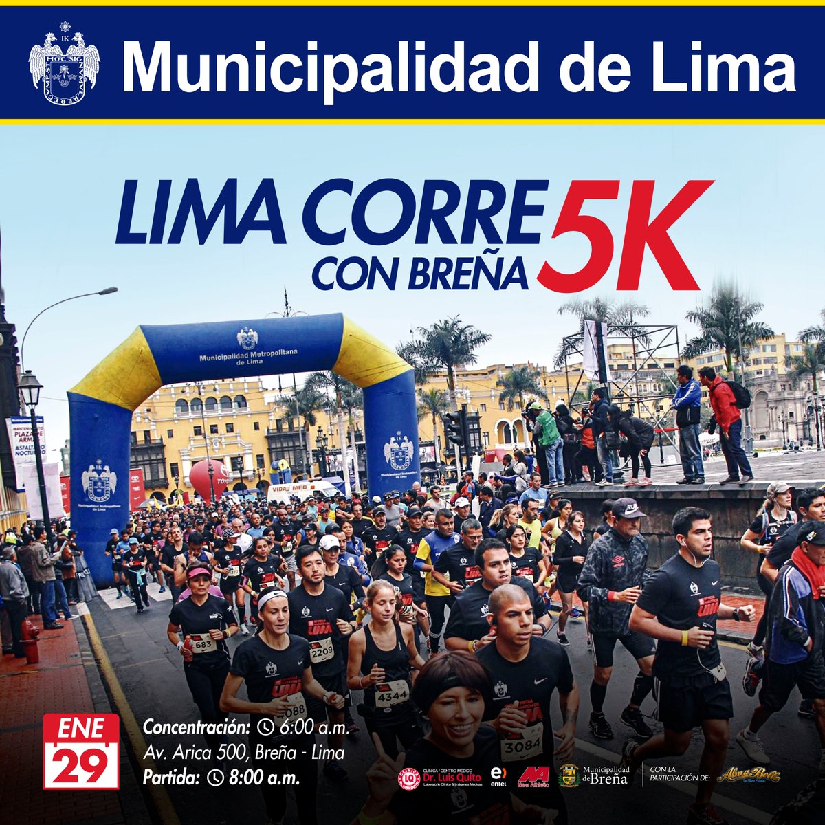 Este 29 de enero nos vamos a Breña.  Regístrate en limacorre.gedmunlima.com e impriman su ficha. #DeportesMML