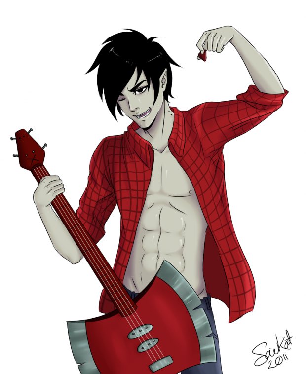 Marshall lee was floating around a village where Y/N lived he played his Ax...