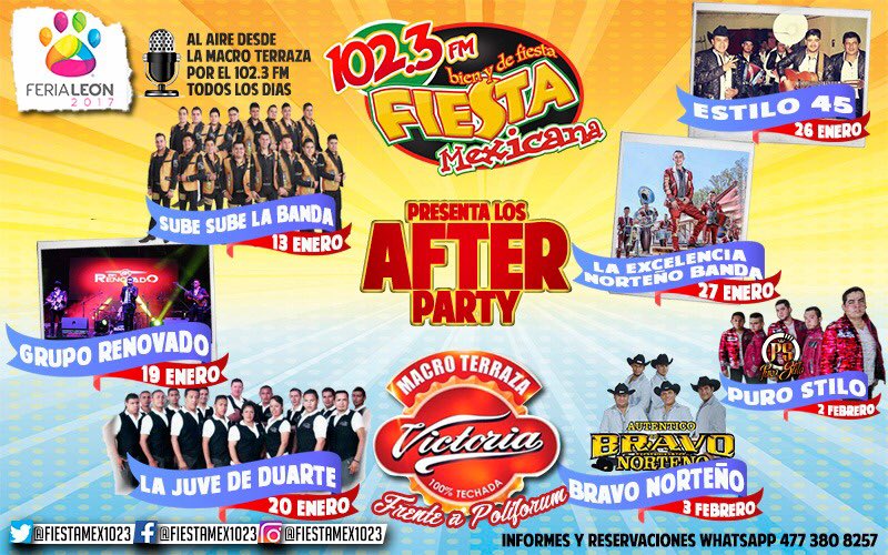 luisvalenciamx's tweet photo. @FiestaMex1023 presenta #AfterParty en la @MacroTerraza de la @FeriaDeLeon ¡Se pondrá ESPECTACULAR! https://t.co/dQkLpuE1em