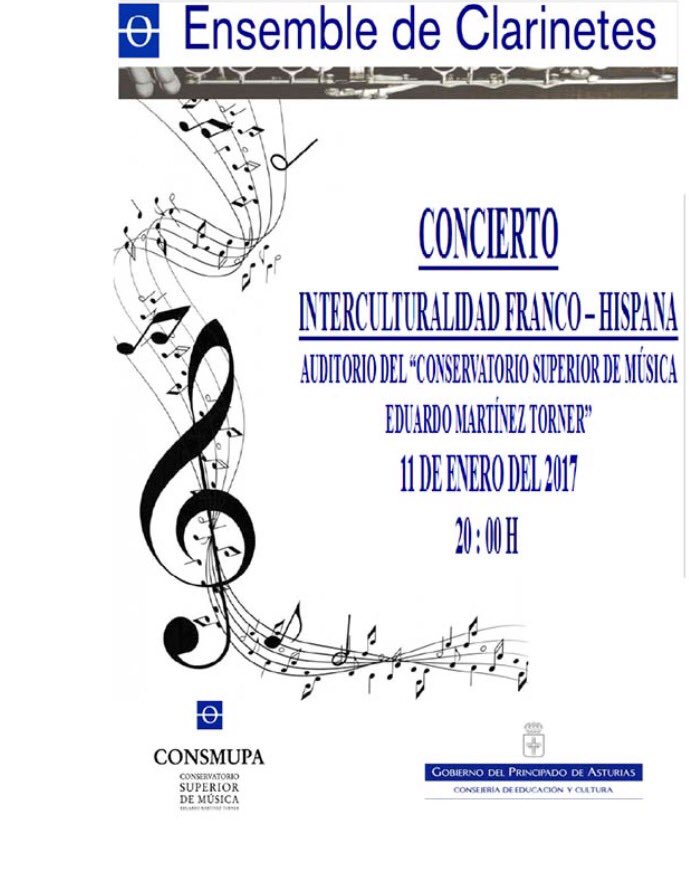 Concierto del Ensemble de Clarinetes. consmupa.es/images/agenda/…