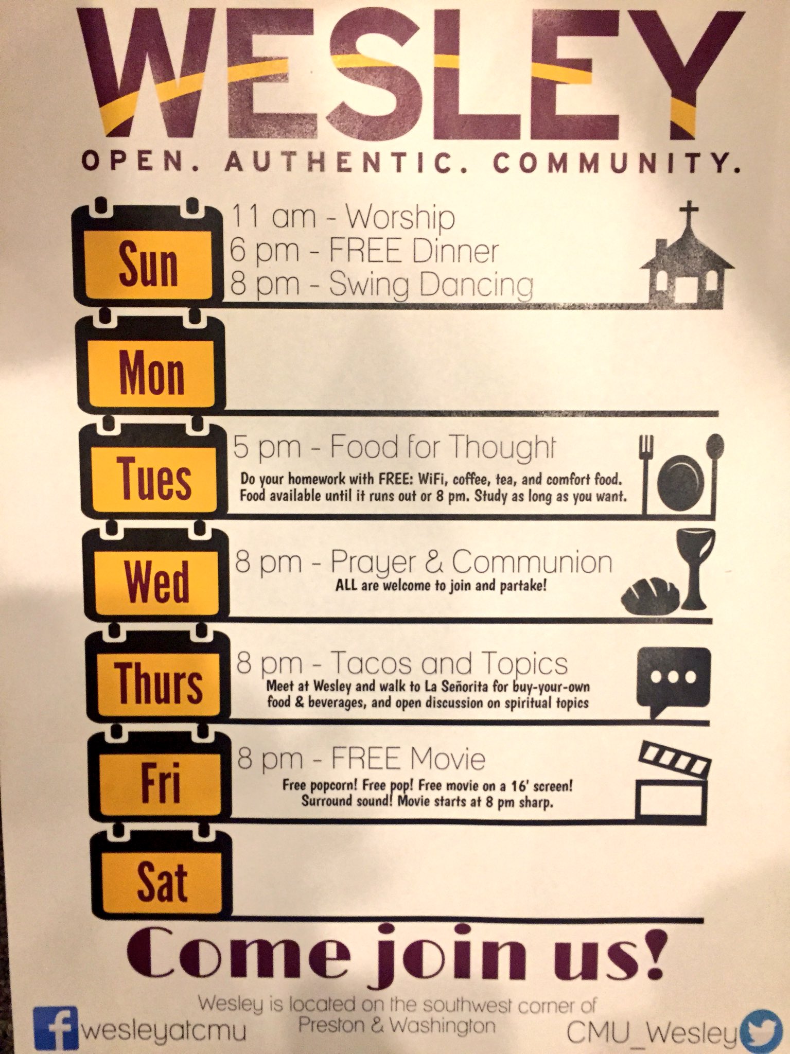 Wesley at CMU on Twitter: "Here is the official schedule for the Spring