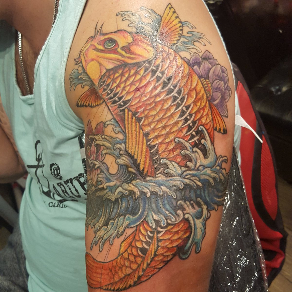 Dawn Whitham Hartley Big Coverup Tattoo I Finished I Covered A Big Black Old Tribal Armband In The Splasing Water Dawn Whitham Hartley Big Coverup Tattoo I Finished I Covered A Big Black Old Tribal Armband In The Splasing Water