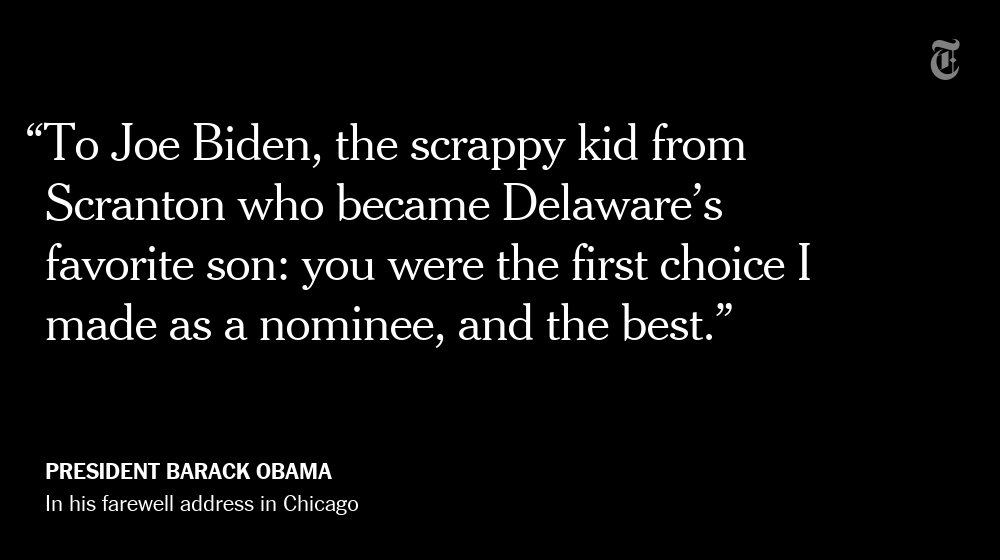nytimes's tweet image. On Joe Biden: "I gained a brother."

See the video and transcript of President Barack Obama's farewell speech nyti.ms/2ibhF9L