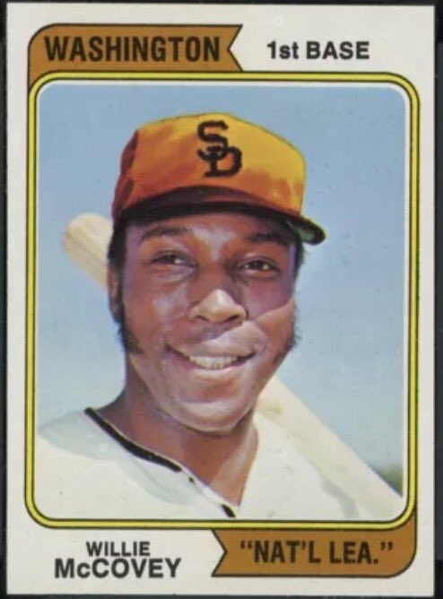 Happy 79th birthday to almost-Washington slugger Willie McCovey. Hall of Famer in baseball & Topps airbrushing. 