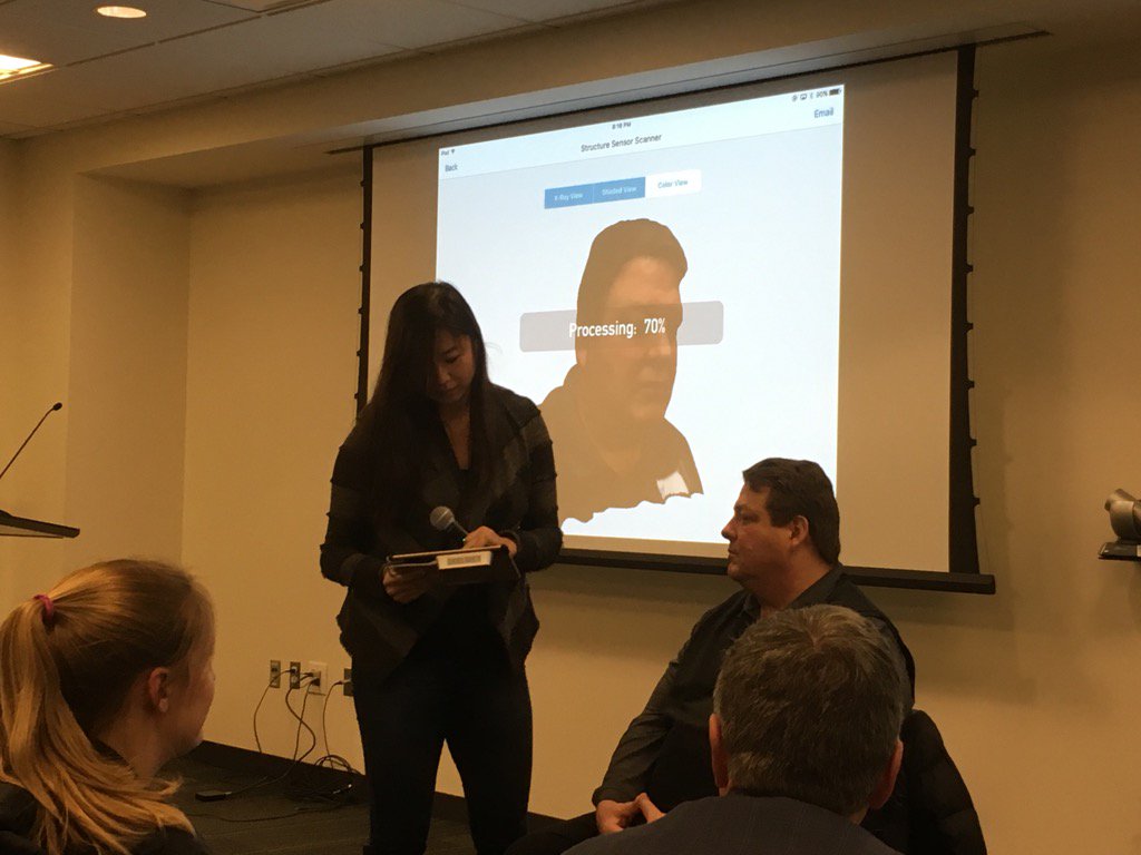 scotttsweeney's tweet photo. Scanning head for sunglasses @SkelmetInc using @structure scanner. very fast! #bnt73 @BostonNewTech https://t.co/wKIWAOXv8Q