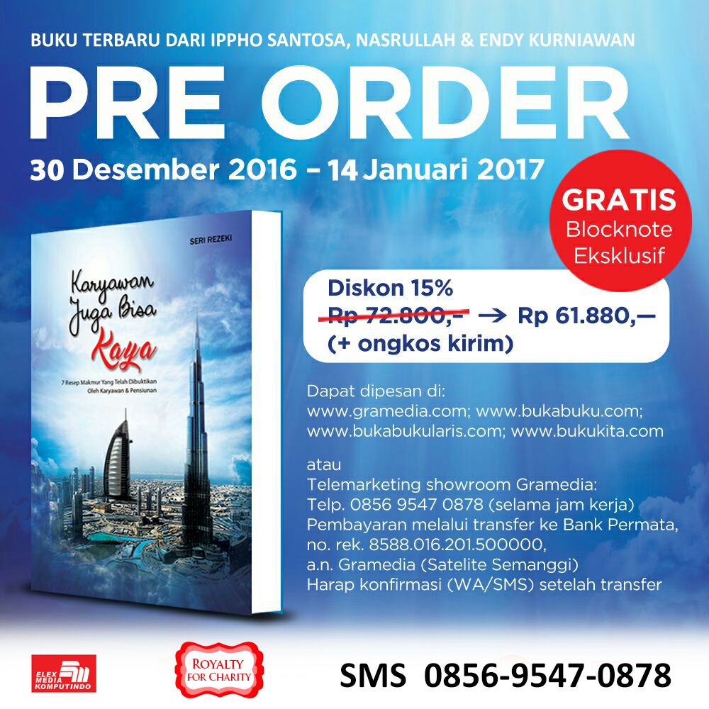 ipphoright's tweet photo. Buku #KaryawanJugaBisaKaya bisa dipesan (PO tahap 2). Bukan skdr motivasi tp juga tips-tips. Diskon khusus bonus khusus. Royalty for charity https://t.co/FhlMH4Wyr9