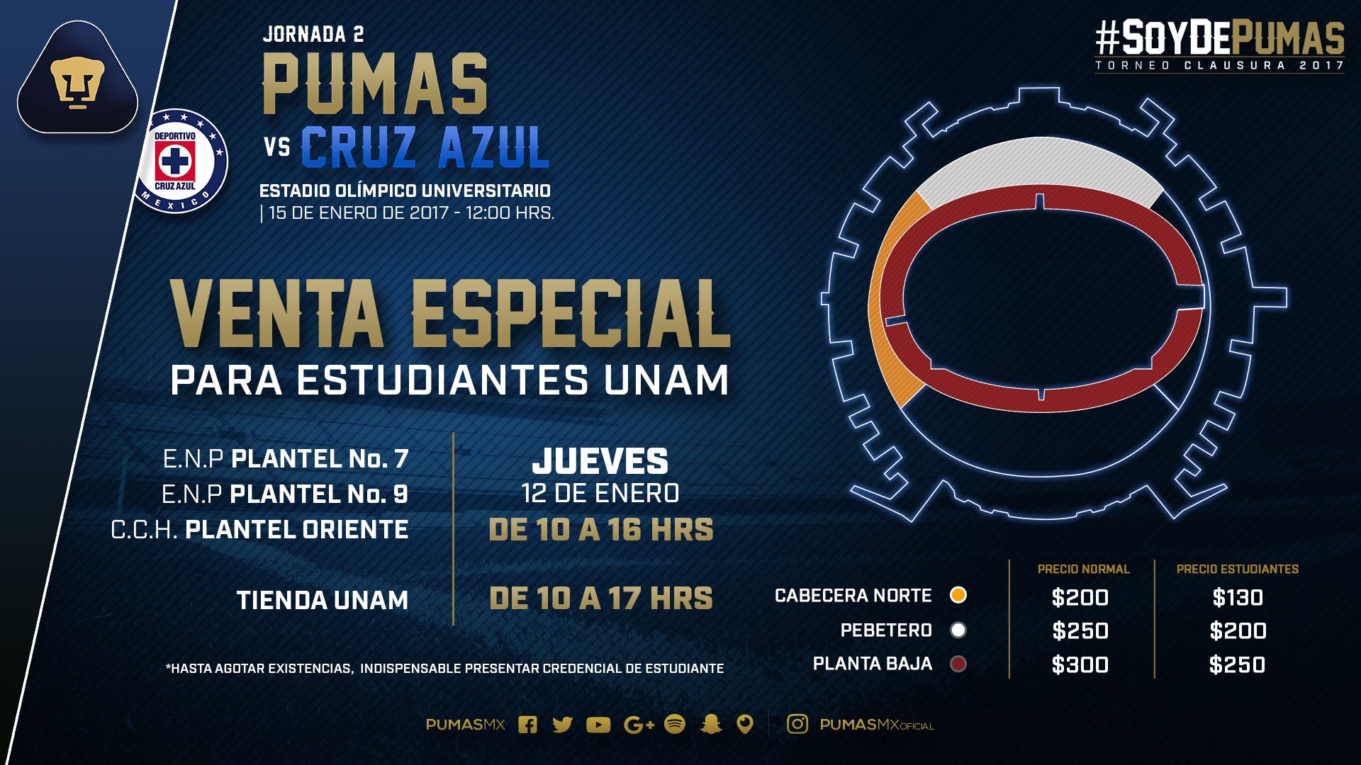 PUMAS on Twitter "¡Habrá venta especial de boletos para estudiantes de