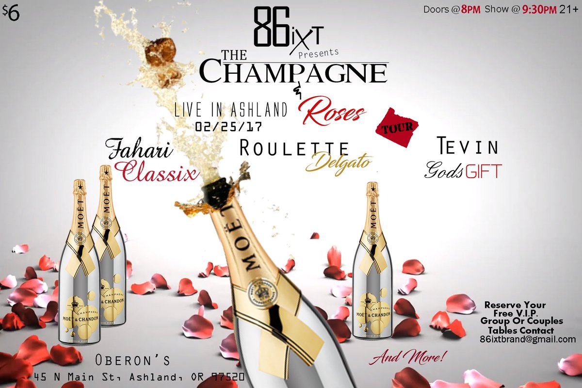 86ixtMusicGroup's tweet photo. Get Ready For An Evening Of R&B Feb 25th!! #ChampagneAndRosesTour #oberons
#Ashland #Medford #oregon https://t.co/h7InMqGRxW https://t.co/gy31YUnwv1