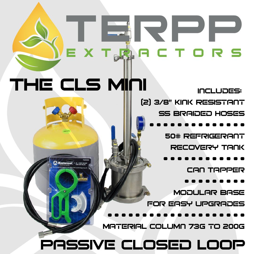 TerppExtractors's tweet photo. The Terpp #CLS Mini has arrived! A compact, passive #closedloopextractor that comes with the recovery tank, hoses, and cap tapper. https://t.co/qWwbbgh0Bs