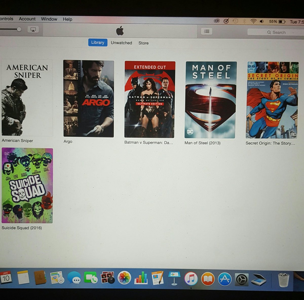 My #itunes movie collection so far. #americansniper #argo #BatmanvSupermanUltimateEdition #manofsteel #SuicideSquad #thestoryofdccomics