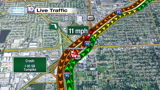 Crash on I-95 SB approaching Turnpike #traffic https://t.co/wiWPlfXe9g