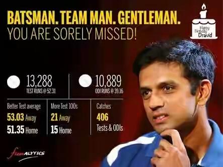 Here\s wishing a very happy birthday to former skipper RAHUL DRAVID  