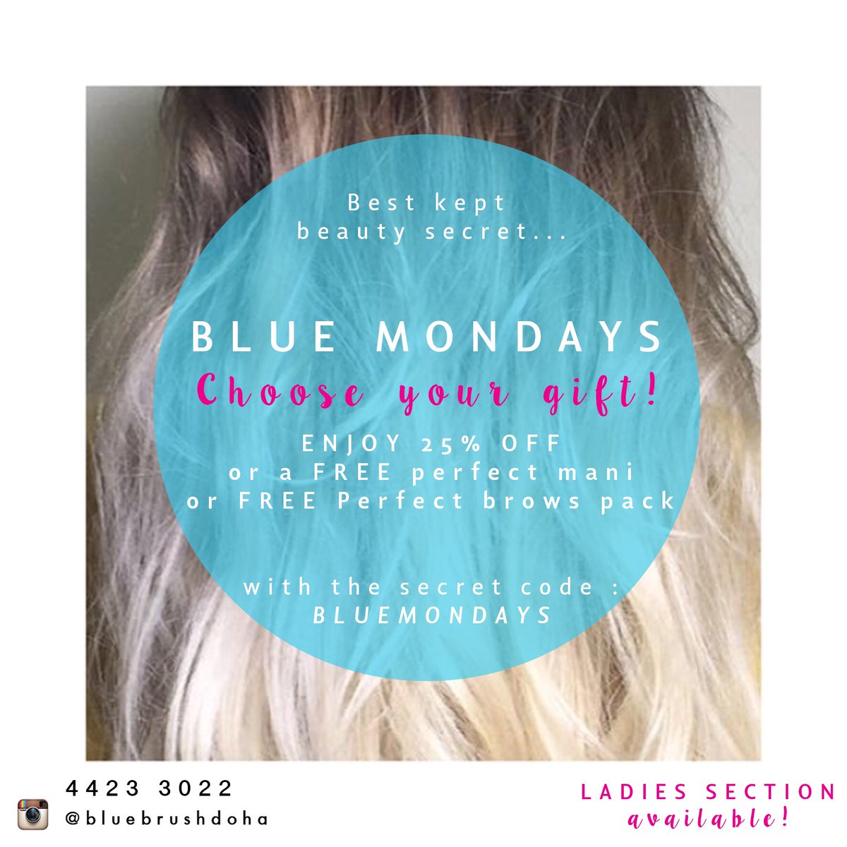 BlueBrushDoha's tweet photo. NEW 🚨Deal Alert🚨every mondays @bluebrushdoha choose your gift! 25% off or a free perfect mani or a free brows pack ! Book now 44233022! https://t.co/4w8e6pImB8