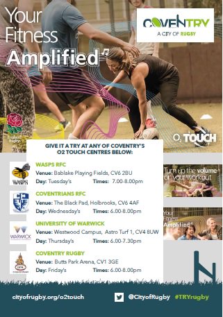 CityofRugby's tweet image. Great opportunity to try @O2touch rugby at @Warwicksport tonight, 6-7.30pm #TRYrugby