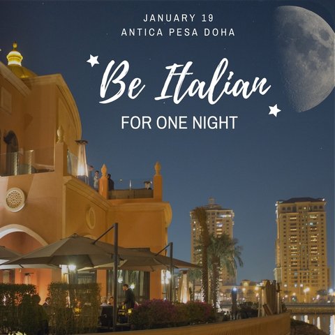 anticapesadoha's tweet image. Be Italian for One Night Party and join us on January 19th for special night, happy hour drink prices and a live DJ set! #anticapesa
