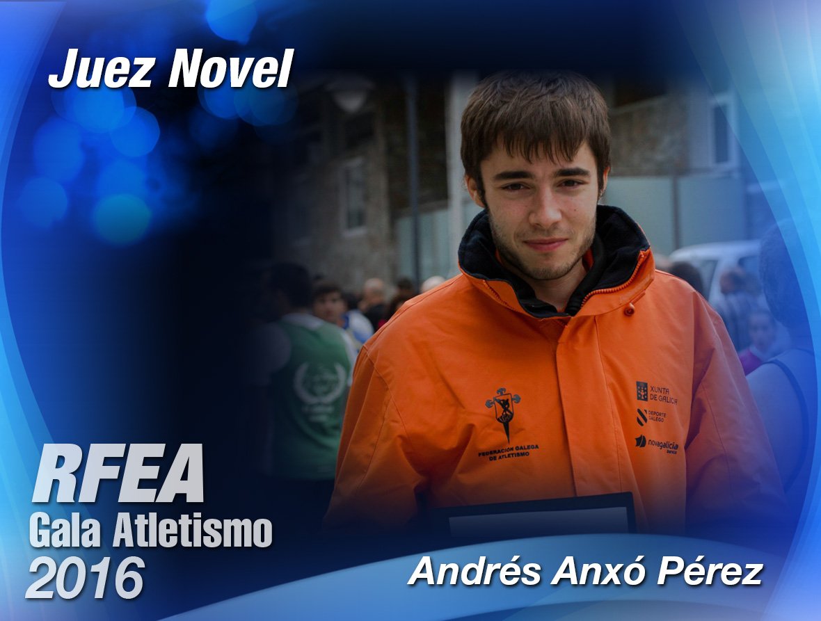 atletismoRFEA's tweet photo. #GalaRFEA 2016. Mejor juez novel Andrés Anxo Pérez. https://t.co/SMHu65ZEGk