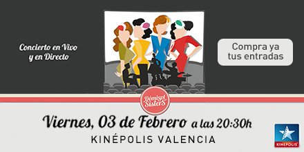 Cines_Kinepolis's tweet photo. ¡Dale #swimg a este miércoles! Tenemos planazo en #KinépolisValencia el 3.02 con el directo de @DomisolSISTERS 🎷🎹
>🎟https://t.co/88kgJ6Hkd2 https://t.co/XgQBmRYwK1