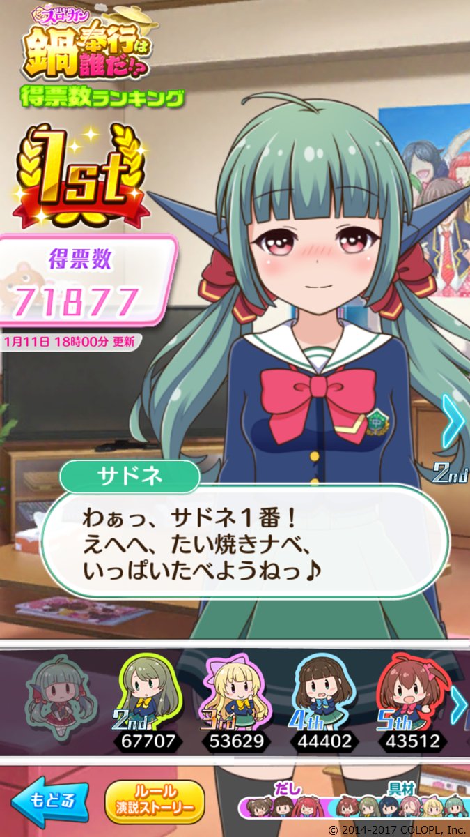 公式 バトルガール ハイスクール 鍋パの第1回目の集計結果が出ましたね 思ったより豆乳だしの高級肉と野菜 でおいしそうな方向に向かっています が サドネの たい焼きナベ のインパクト バトガ