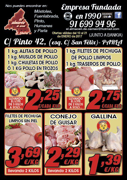 almacendecarnes's tweet photo. 1KG #ALITASDEPOLLO
 1KG #MUSLOSDEPOLLO
 1KG CHULETASDEPOLLO
 Ó 1KG #POLLO EN TROZOS
 LLEVANDO EL LOTE DE 3 KILOS A SOLO 2,25€/  CADA KILO https://t.co/WcajzxhDsb