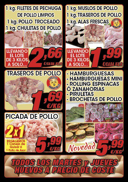 almacendecarnes's tweet photo. 1KG #ALITASDEPOLLO
 1KG #MUSLOSDEPOLLO
 1KG CHULETASDEPOLLO
 Ó 1KG #POLLO EN TROZOS
 LLEVANDO EL LOTE DE 3 KILOS A SOLO 2,25€/  CADA KILO https://t.co/WcajzxhDsb