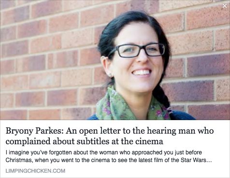 audio_a11y's tweet photo. OPEN #captions need to be offered for ALL #movies at ALL #theaters ALL time: https://t.co/bB02TxVrtV @Limping_Chicken #deaf #hearingloss https://t.co/IPBFdlsDdA
