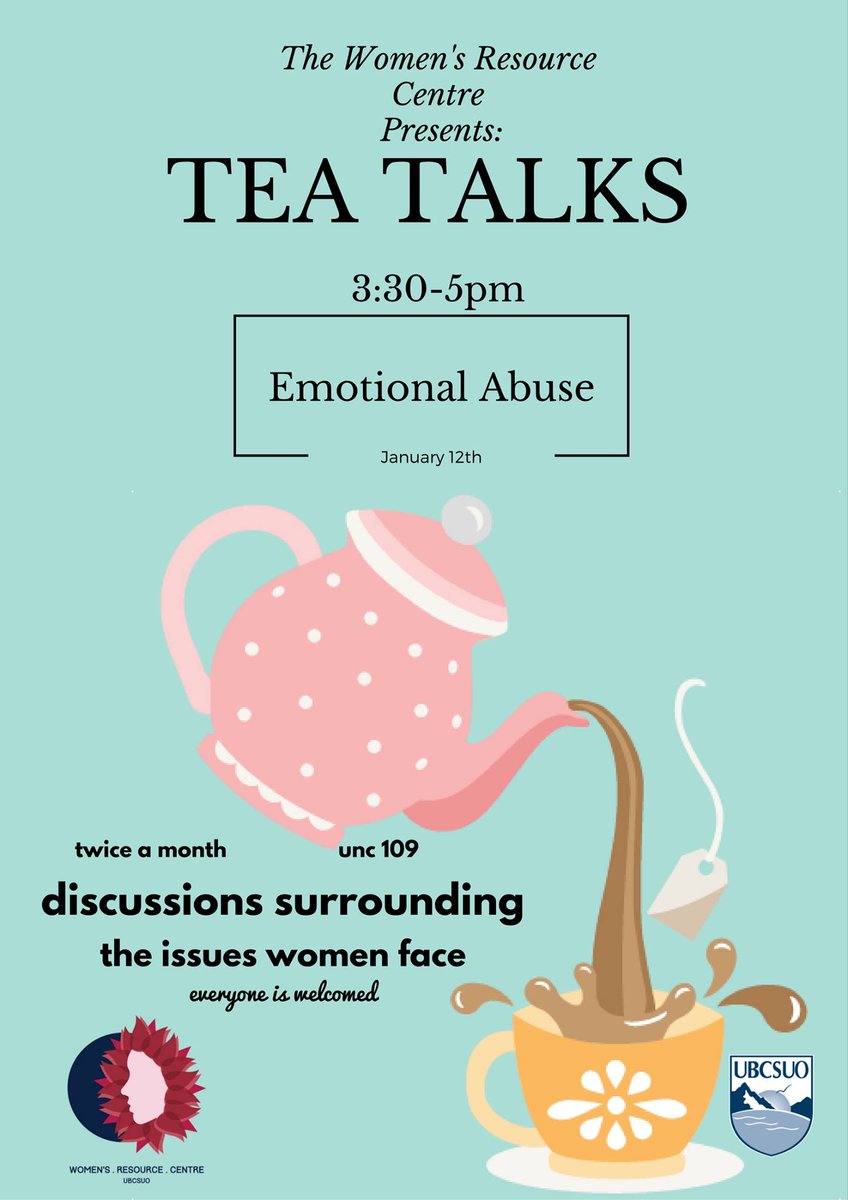 UBCOWRC's tweet photo. Our very first Tea Talk of 2017 is happening this Thursday at 3:30 in UNC 109! Come join us for tea, coffee and snacks! ☕️ https://t.co/xHxIqPOal3